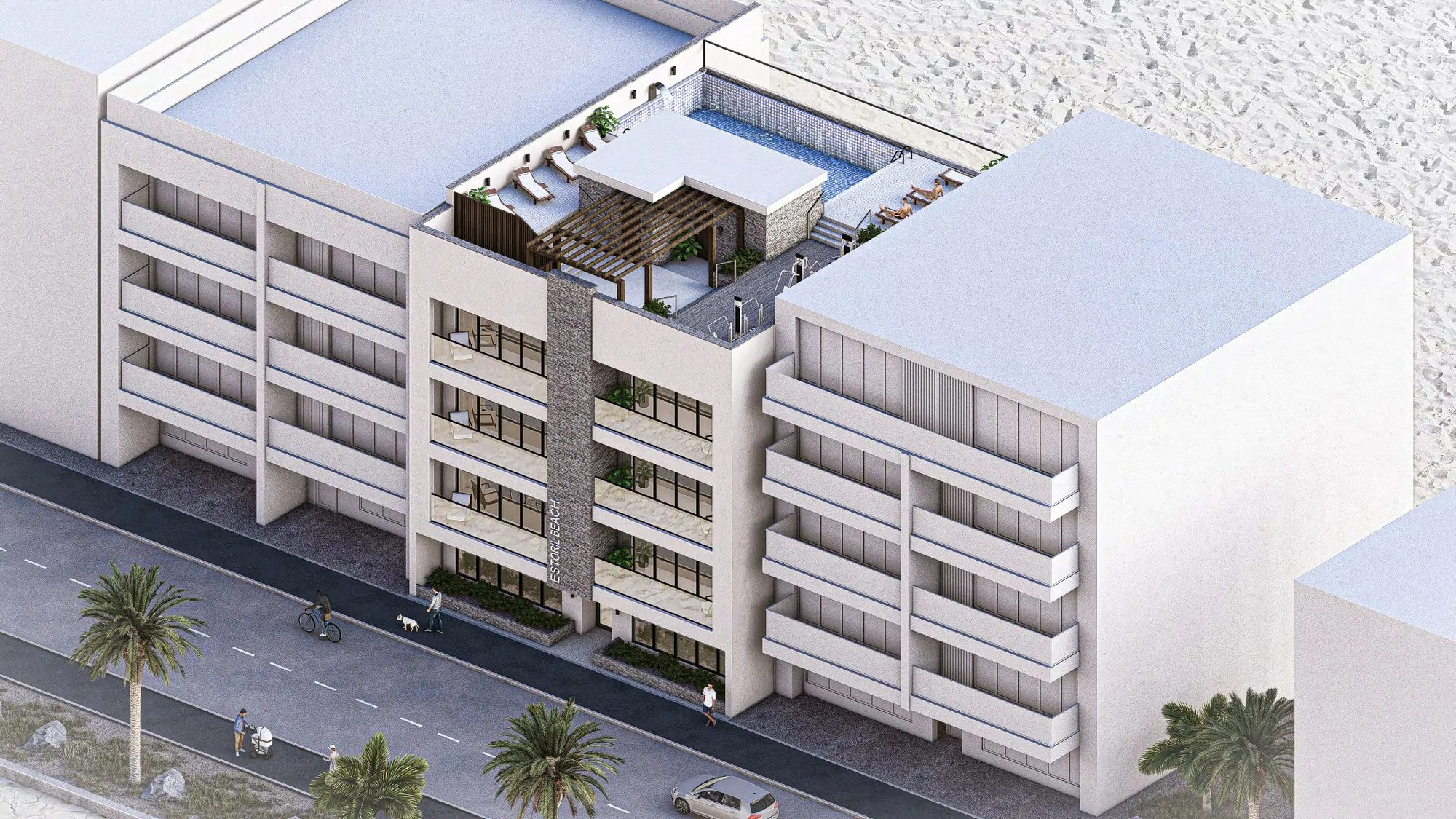 Aerial view of the Boa Vista beach beside the Ocean Crest development
