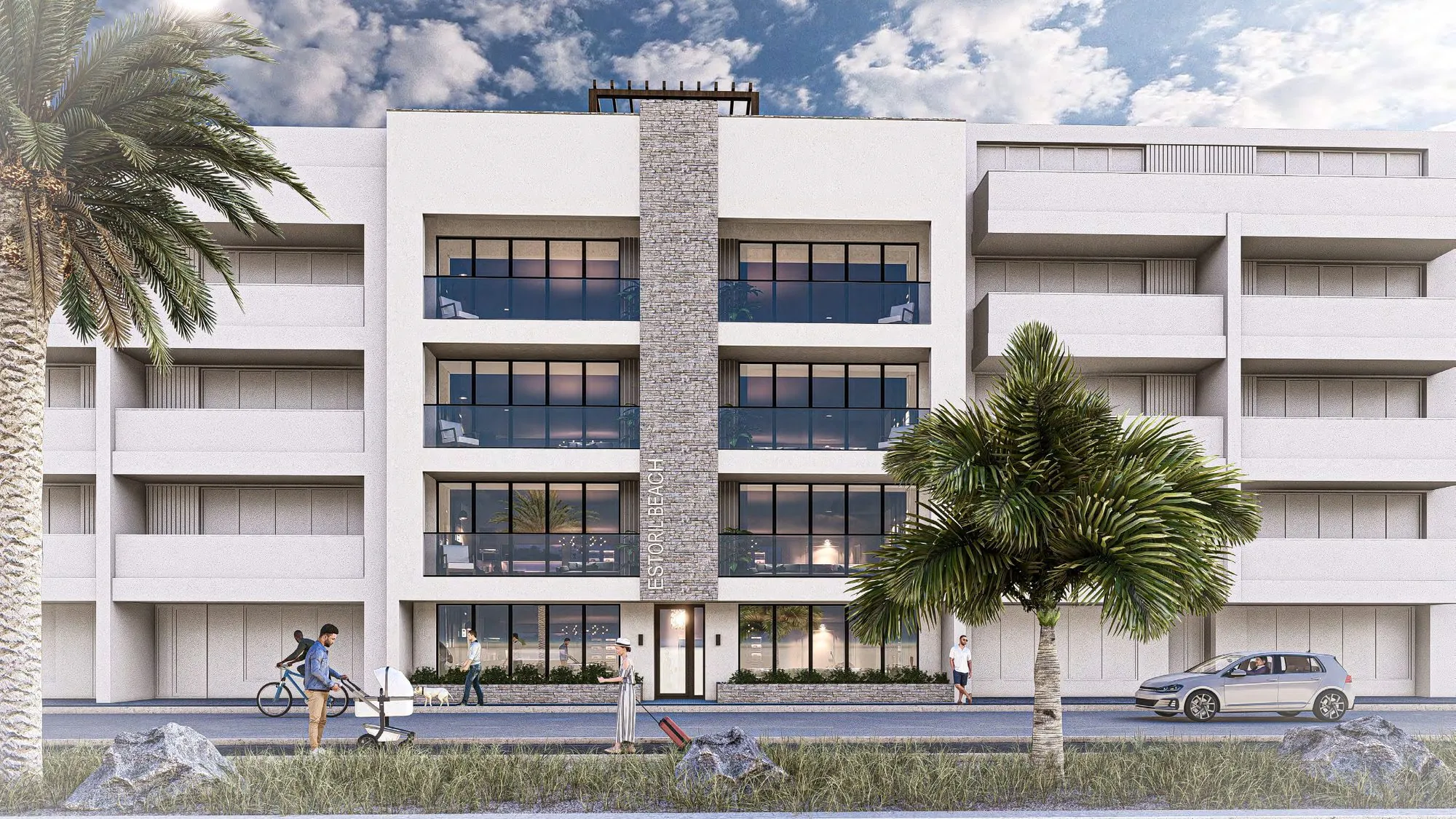 Front exterior of the Ocean Crest building in Boa Vista, Cape Verde